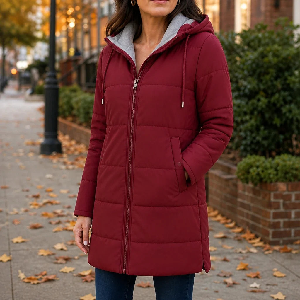 Courtney | Women’s Long Quilted Hooded Winter Jacket