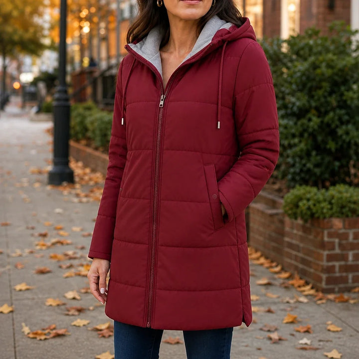 Courtney | Women’s Long Quilted Hooded Winter Jacket