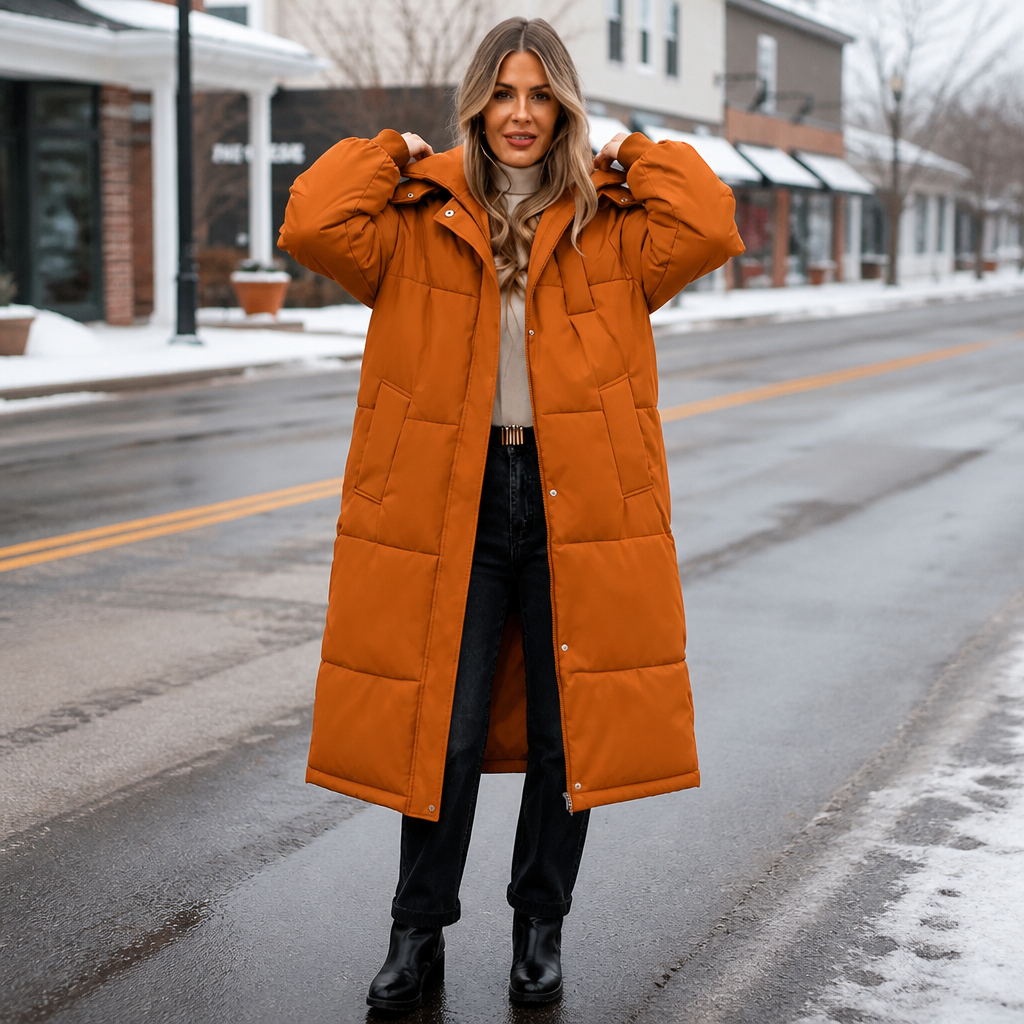Brianna | Women’s Long Hooded Puffer Coat