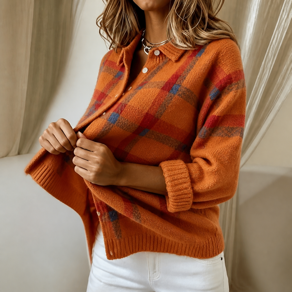 Fenella | Women’s Plaid Button Up Cardigan