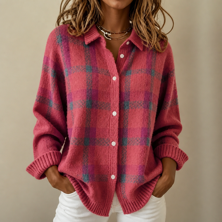 Fenella | Women’s Plaid Button Up Cardigan