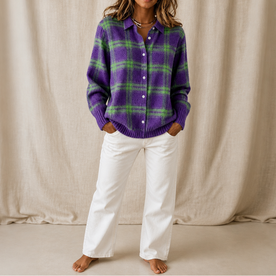 Fenella | Women’s Plaid Button Up Cardigan