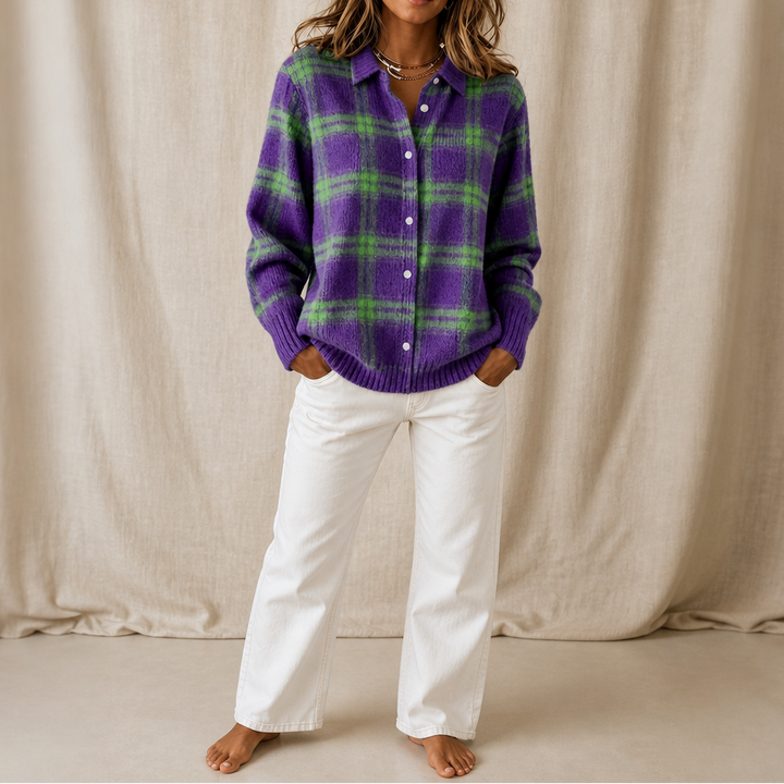 Fenella | Women’s Plaid Button Up Cardigan