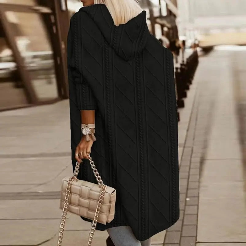 Calla | Women’s Long Hooded Cable Knit Cardigan