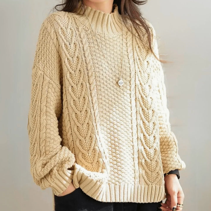 Ingeborg | Women’s Chunky Cable Knit Mock Neck Sweater