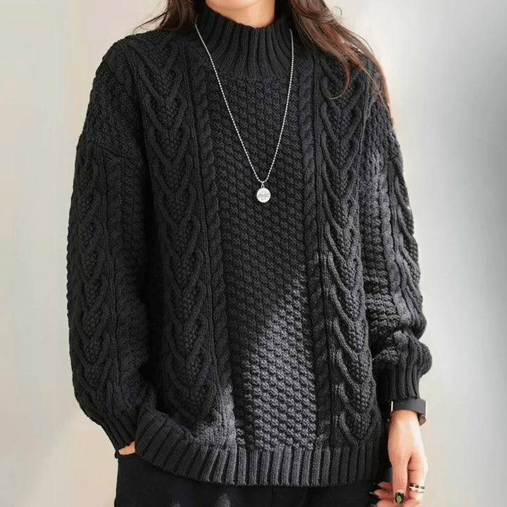 Ingeborg | Women’s Chunky Cable Knit Mock Neck Sweater