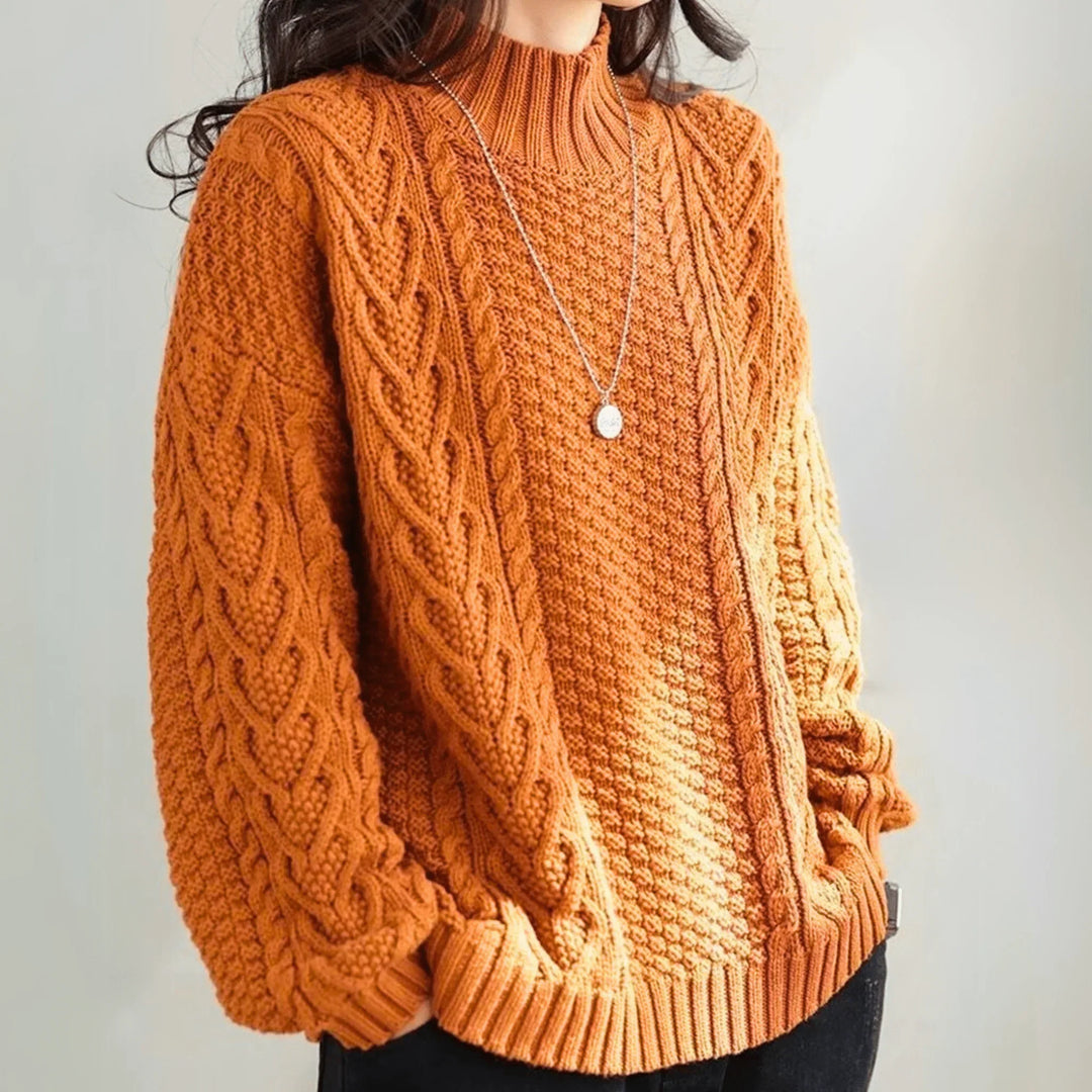 Ingeborg | Women’s Chunky Cable Knit Mock Neck Sweater