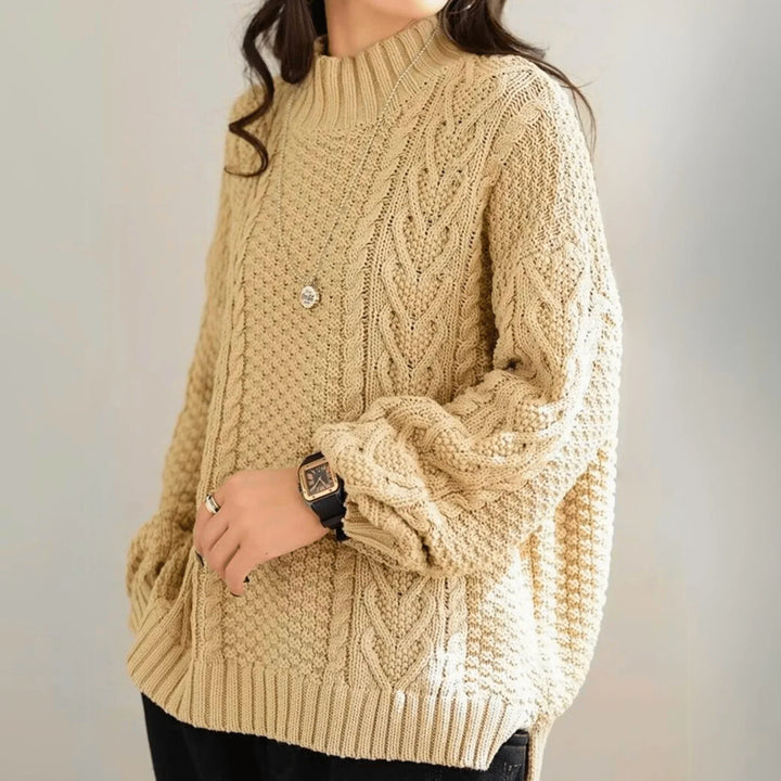 Ingeborg | Women’s Chunky Cable Knit Mock Neck Sweater