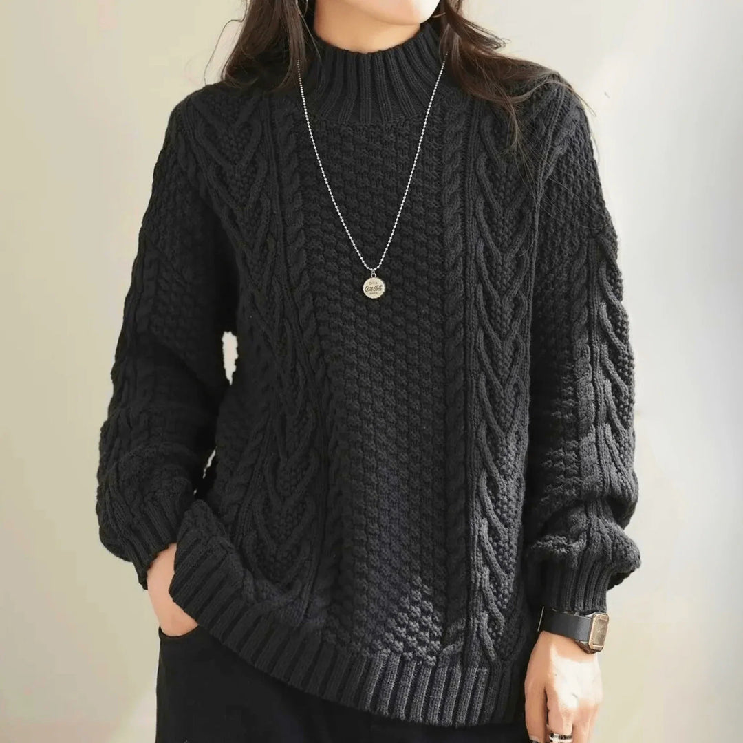 Ingeborg | Women’s Chunky Cable Knit Mock Neck Sweater