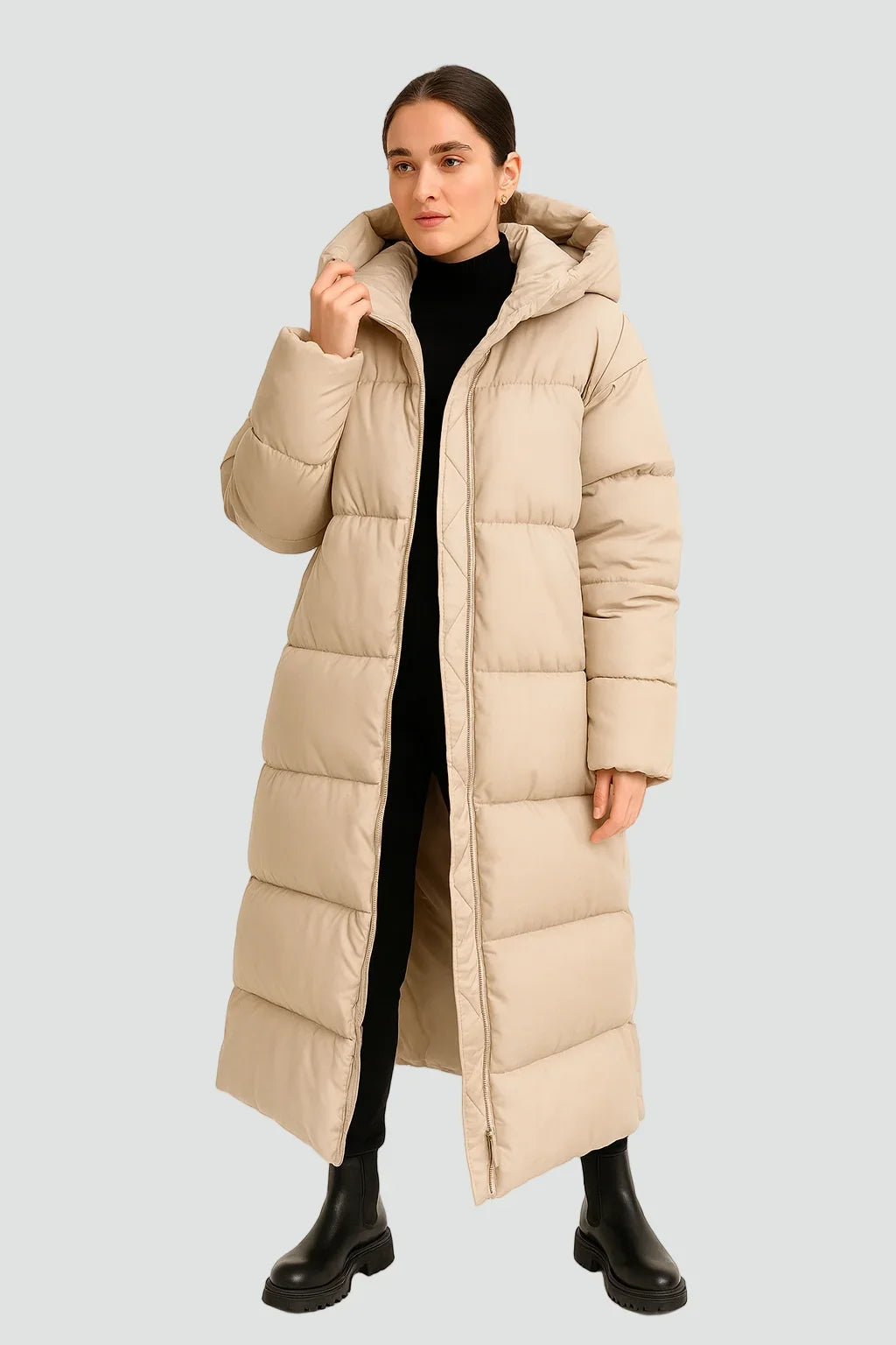 Signe | Women’s Hooded Long Quilted Puffer Coat