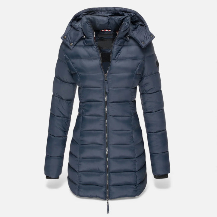 Freya | Women’s Fitted Hooded Mid Length Puffer Jacket