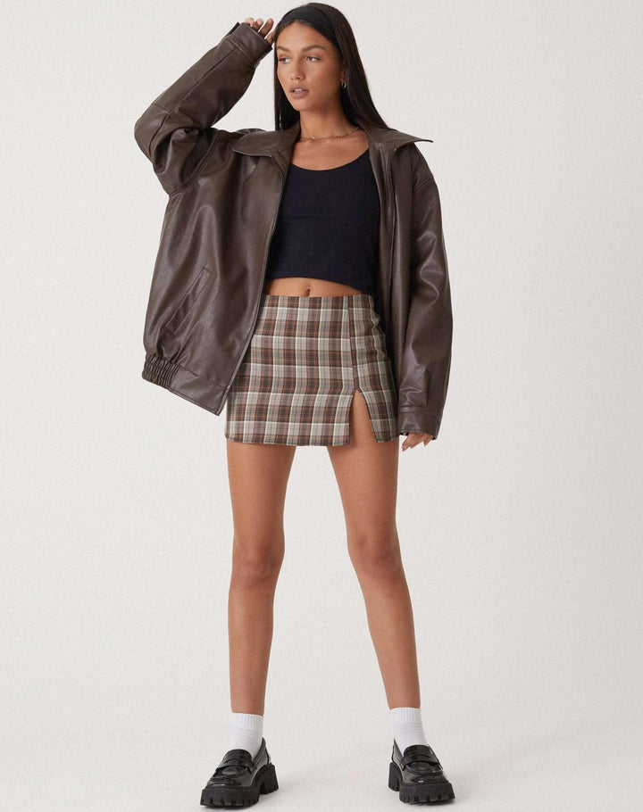 Ruby | Women's Oversized Faux Leather Zip-Up Bomber Jacket