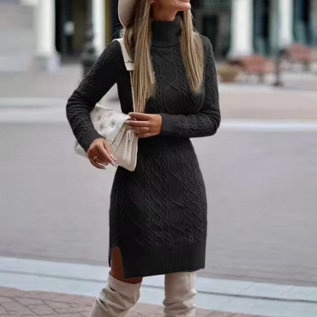 Presley | Women’s Cable Knit Turtleneck Sweater Dress