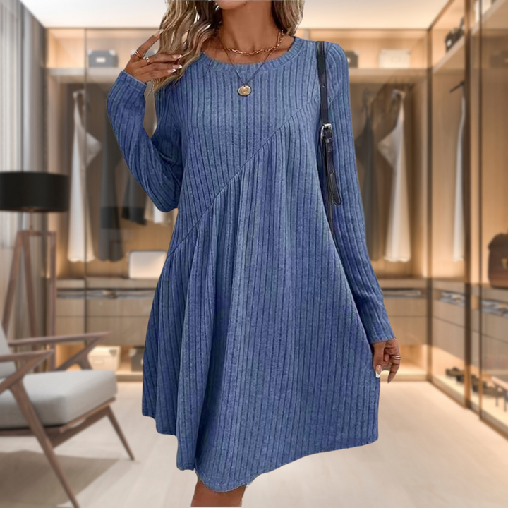 Kinsley | Women’s Long Sleeve A Line Ribbed Knit Dress