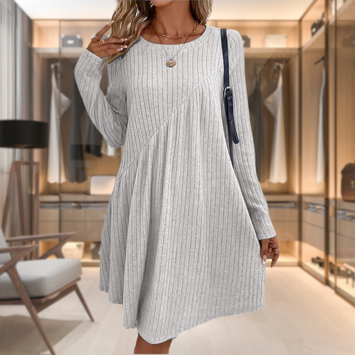 Kinsley | Women’s Long Sleeve A Line Ribbed Knit Dress