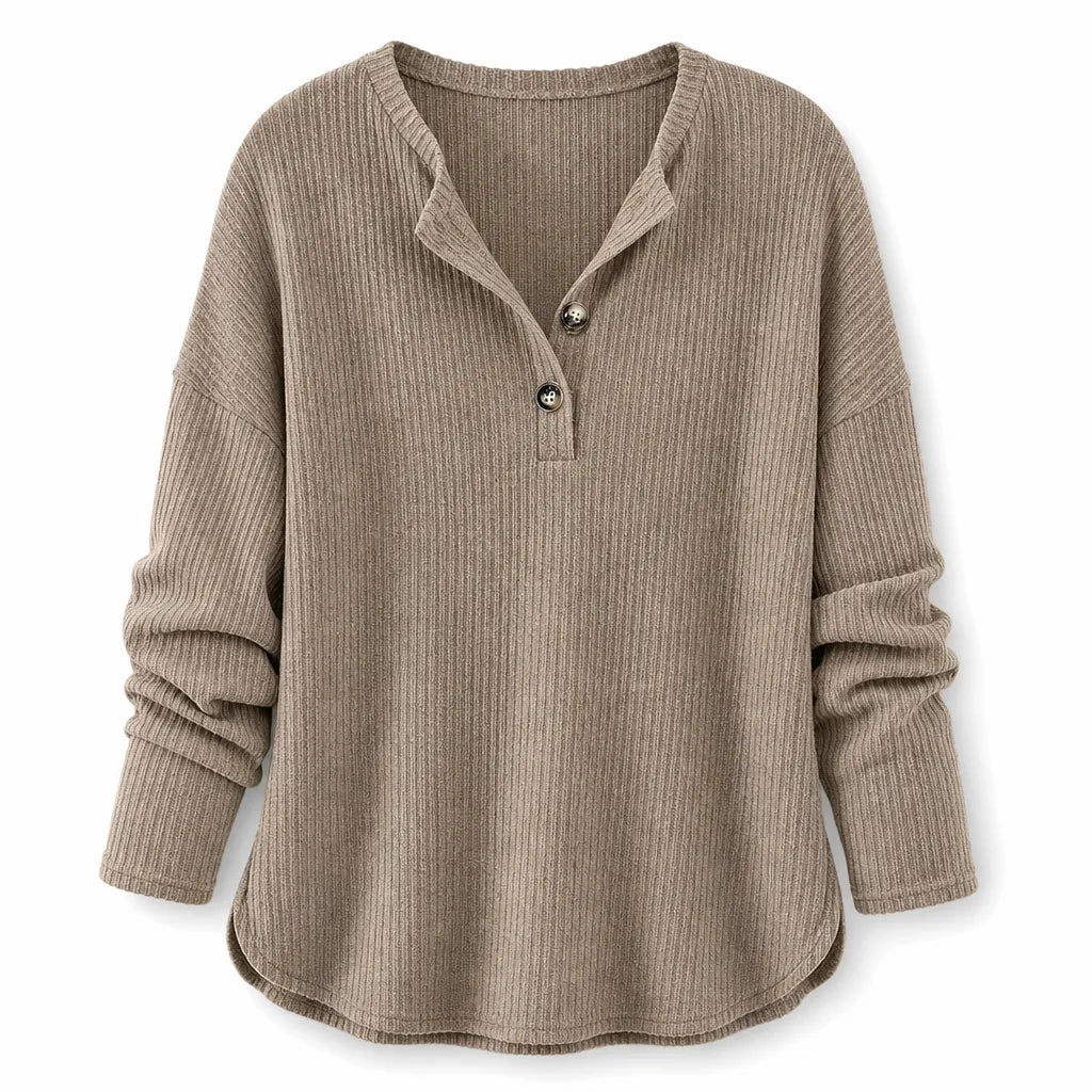 Tamsin | Women’s Ribbed Knit Henley Sweater