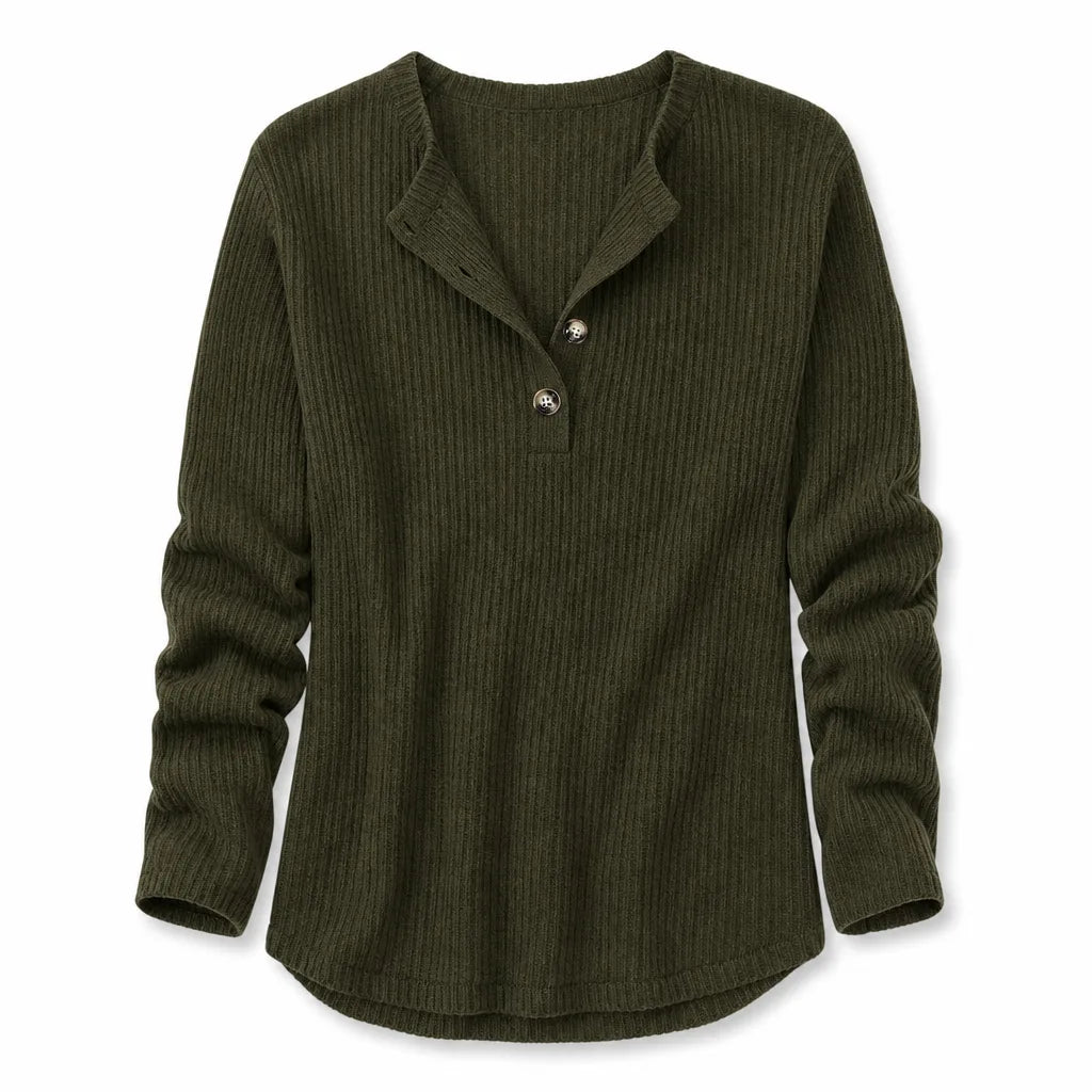 Tamsin | Women’s Ribbed Knit Henley Sweater