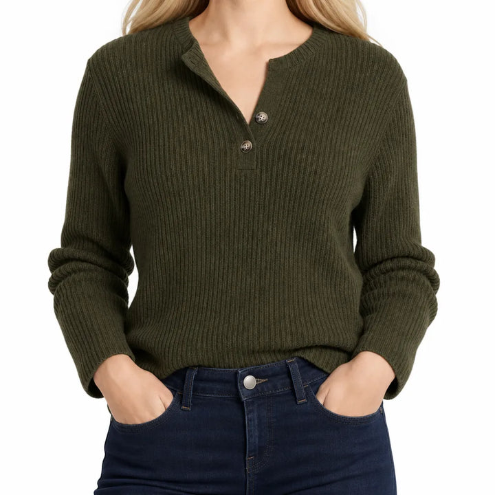 Tamsin | Women’s Ribbed Knit Henley Sweater