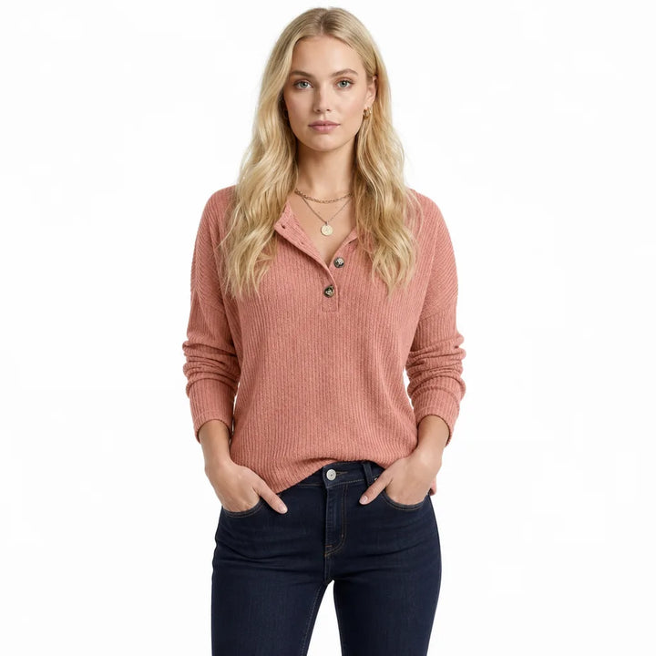 Tamsin | Women’s Ribbed Knit Henley Sweater