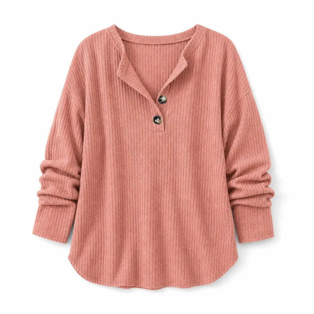 Tamsin | Women’s Ribbed Knit Henley Sweater